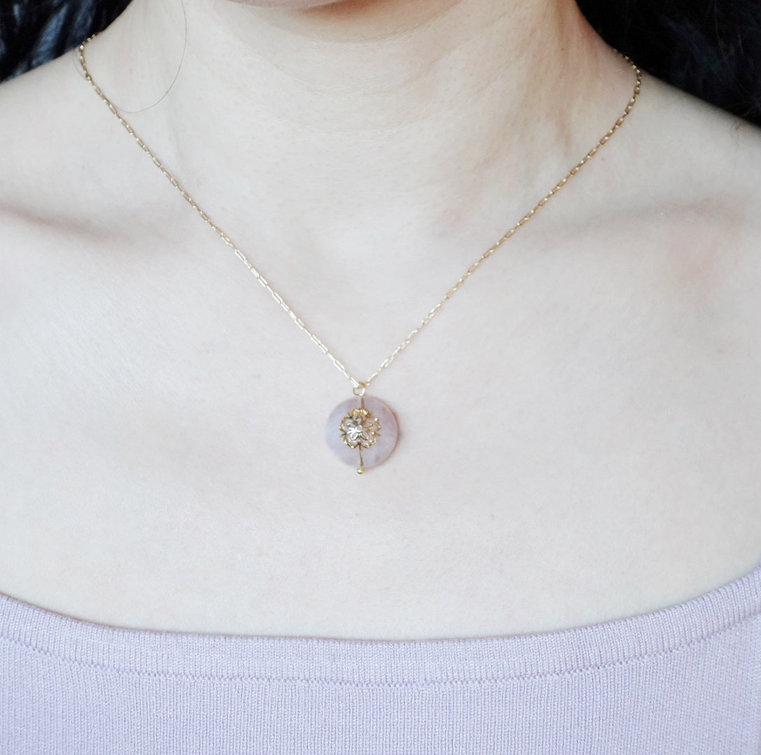 Rose Quartz Flower Necklace