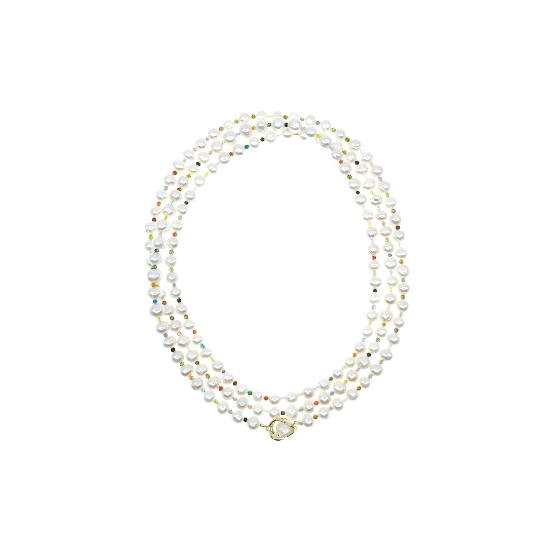 Multi-style Opera Pearl Necklace (Colorful) - Yun Boutique