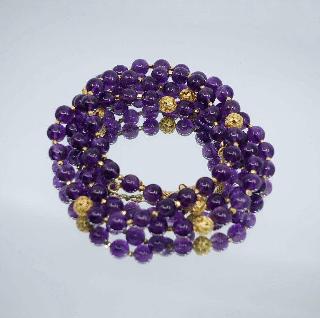 Return to Origin Multi-style Amethyst Beaded Necklace Modeling - Yun Boutique