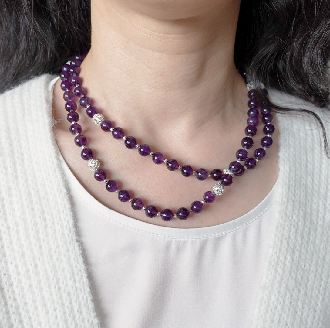 Return to Origin Multi-style Amethyst Beaded Necklace Double-Layer Modeling - Yun Boutique