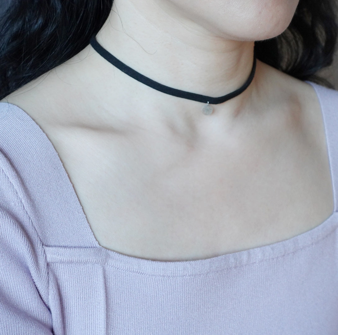 Auspicious Origin Black Suede Choker Necklace (Mini)