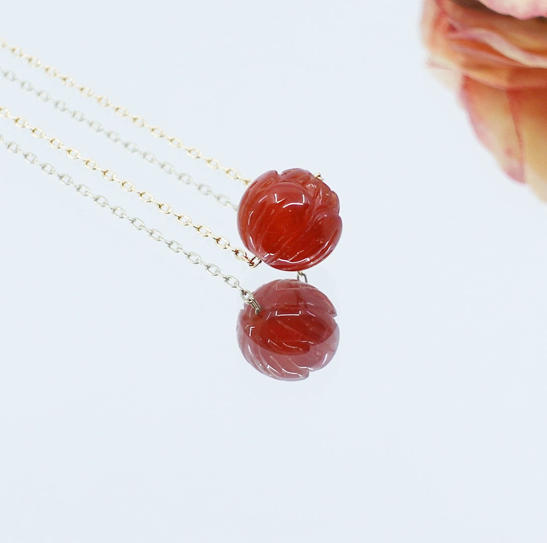 Red Lotus Carnelian Necklace