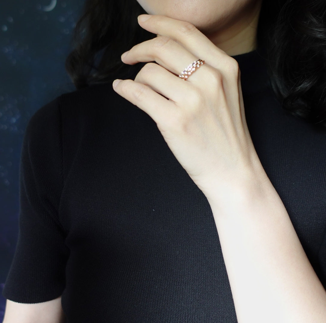 Star Orbit Silver Diamond Ring