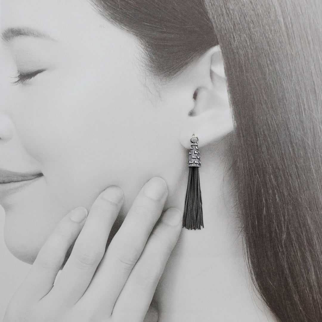 Sterling Silver Tassel Stud Earrings - Yun Boutique