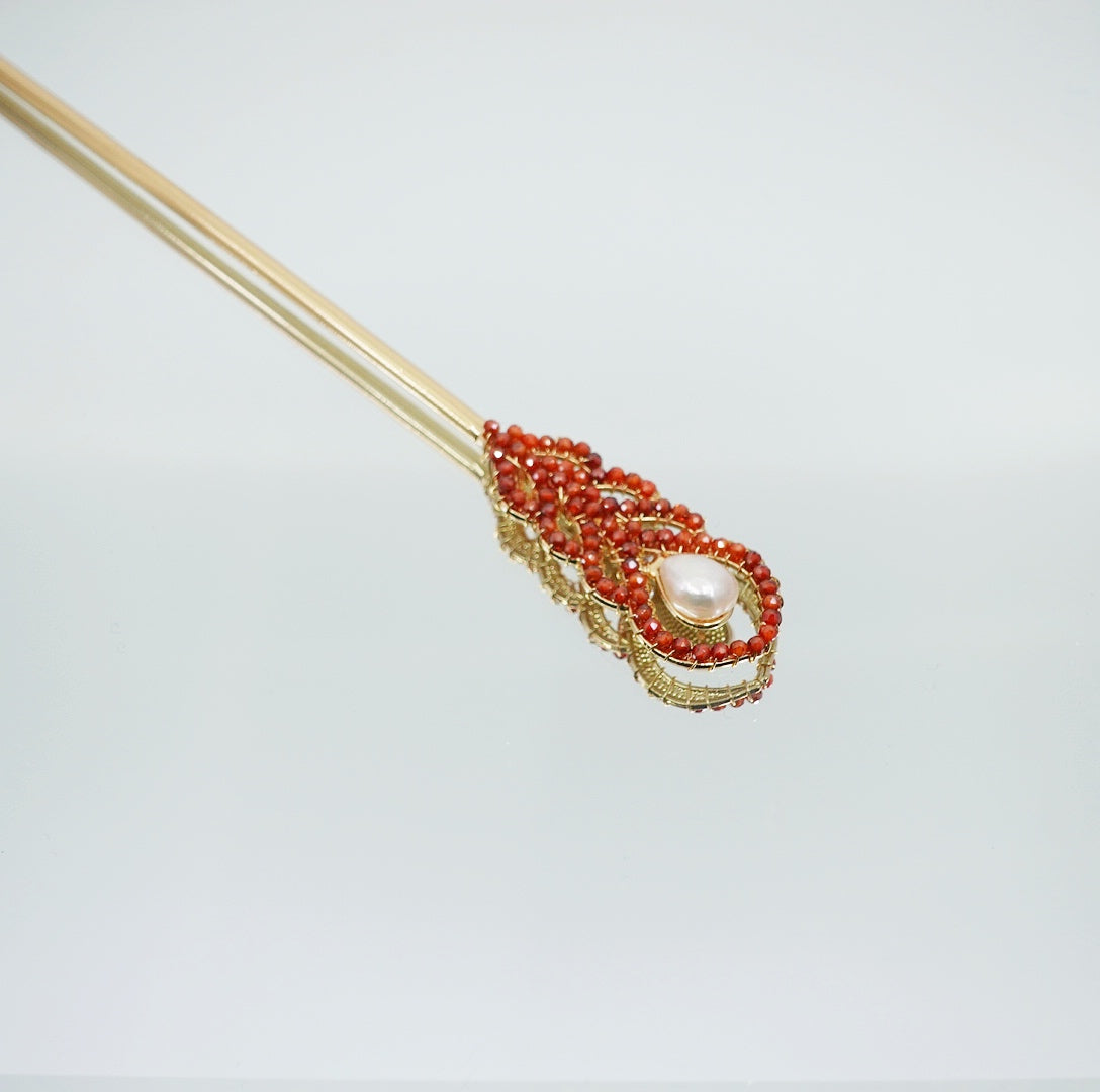 Phoenix Feather Carnelian Hairstick - Yun Boutique