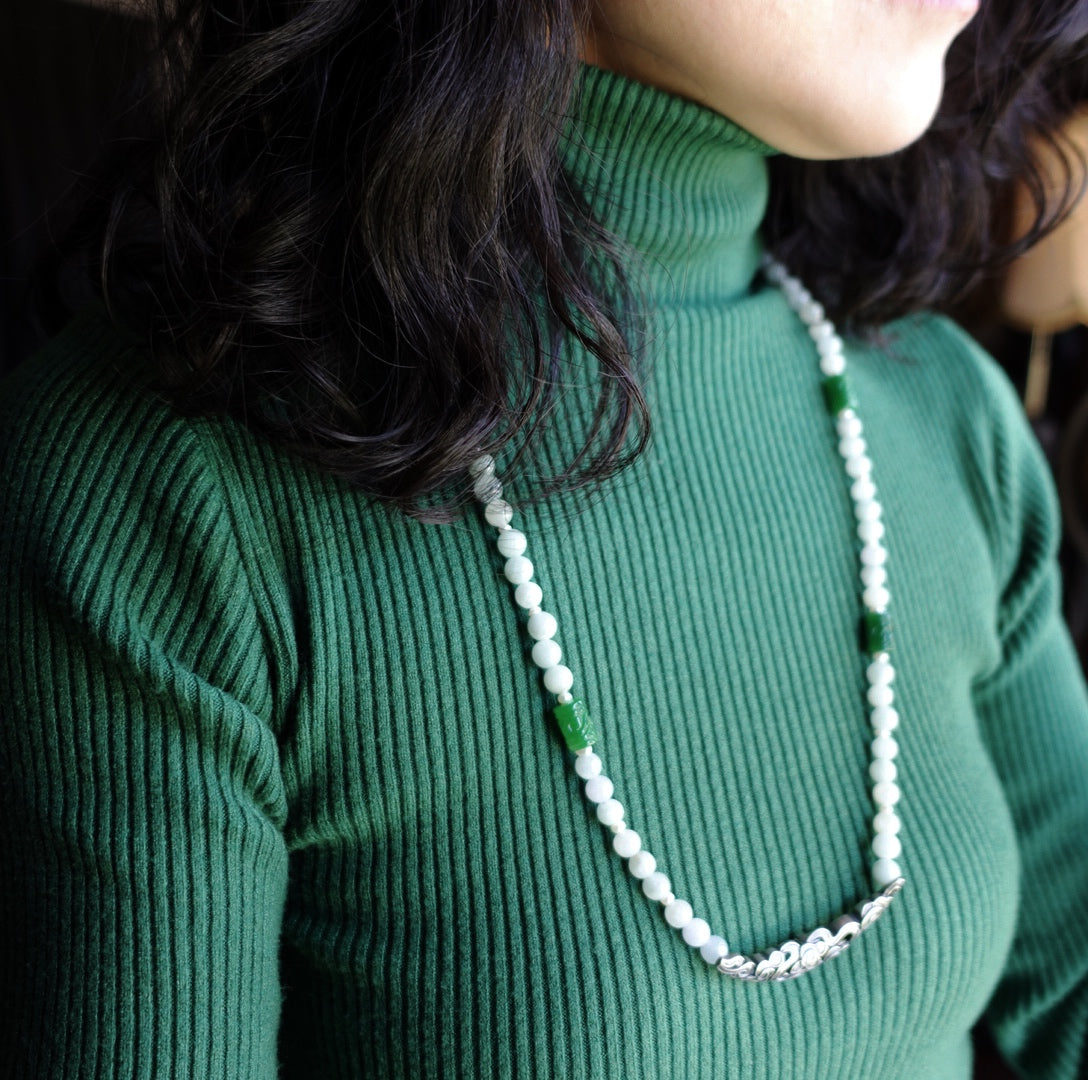 Antique Style Beaded Jadeite Necklace