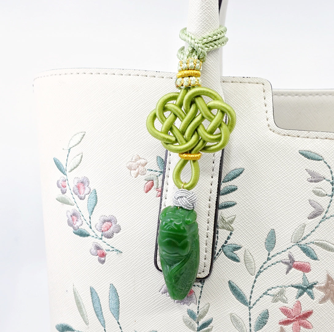 Green Jade Cicada Pendant Bag Accessory - Yun Boutique