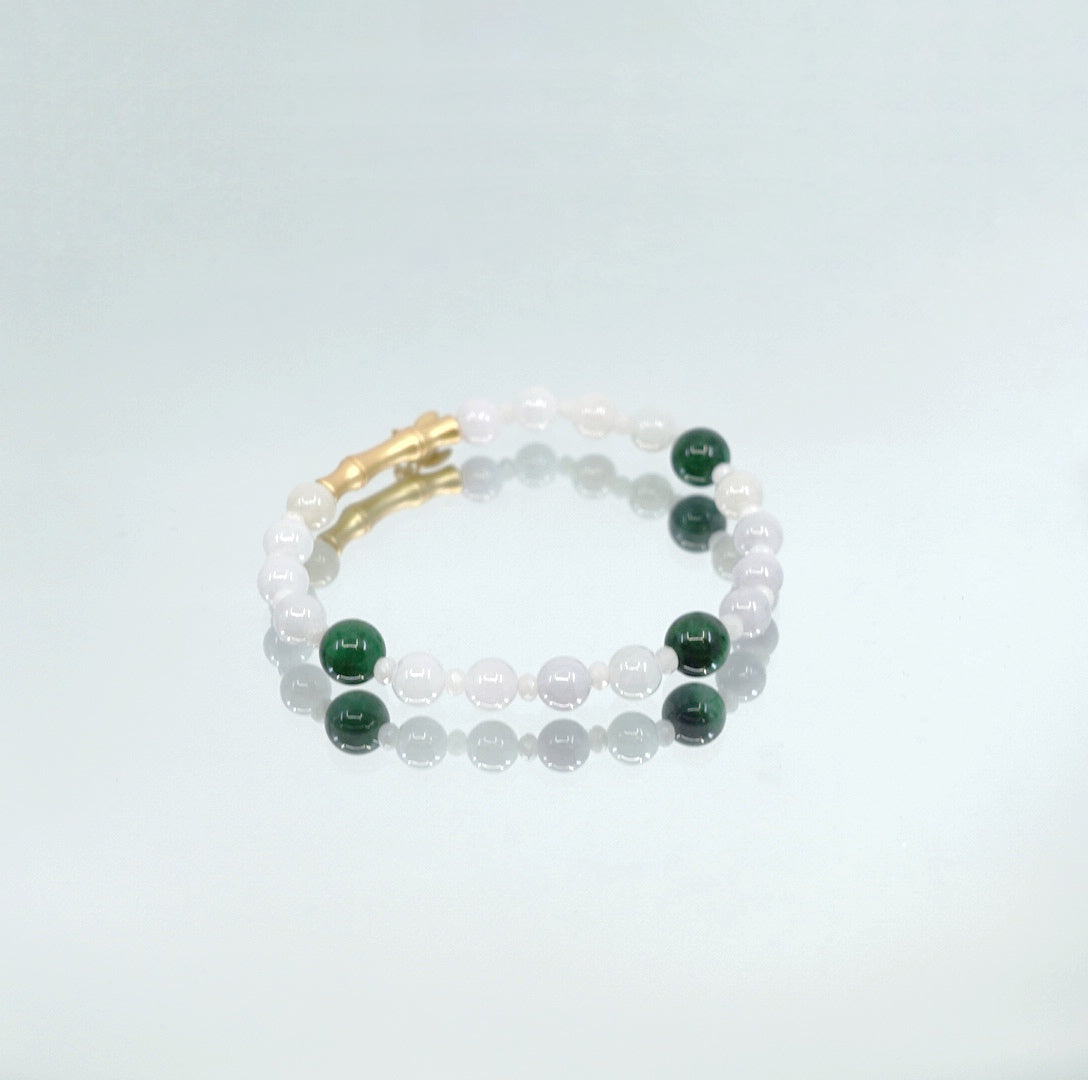 Bamboo Theme Beaded Jadeite Bracelet - Yun Boutique