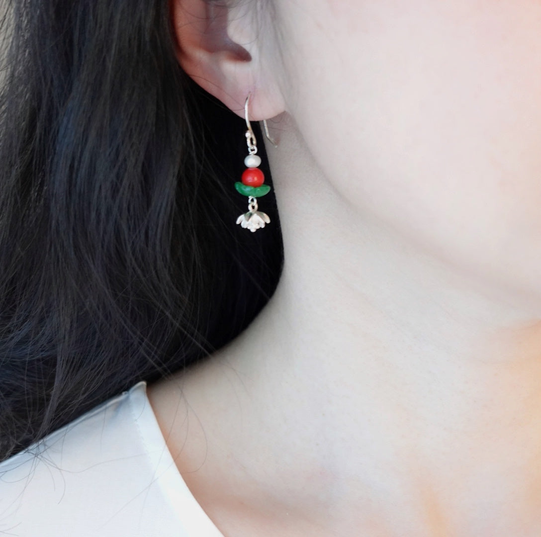 Cinnabar Lotus Charm Earrings - Yun Boutique