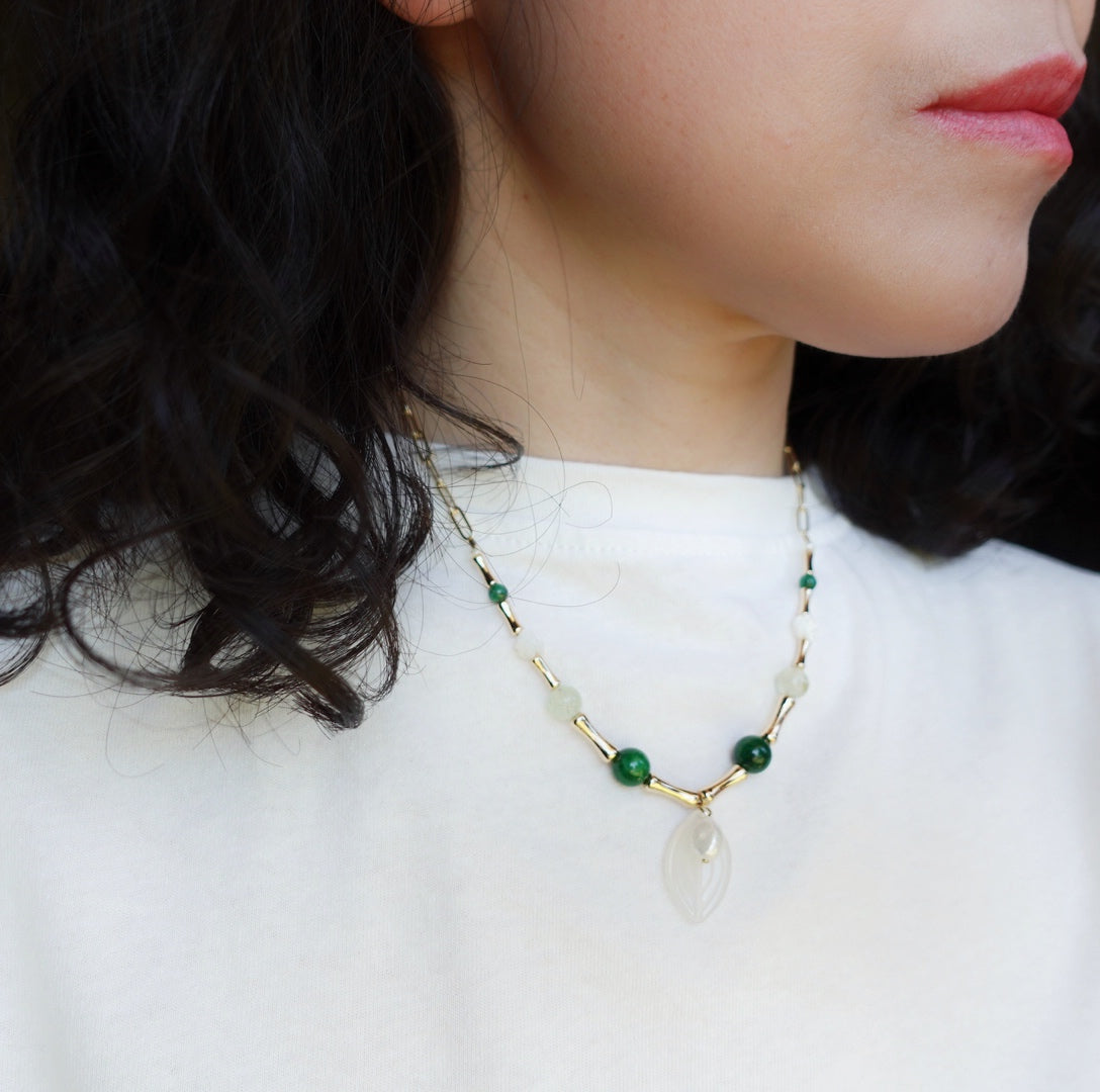 Elf Forest Leaf Necklace Silver - Yun Boutique