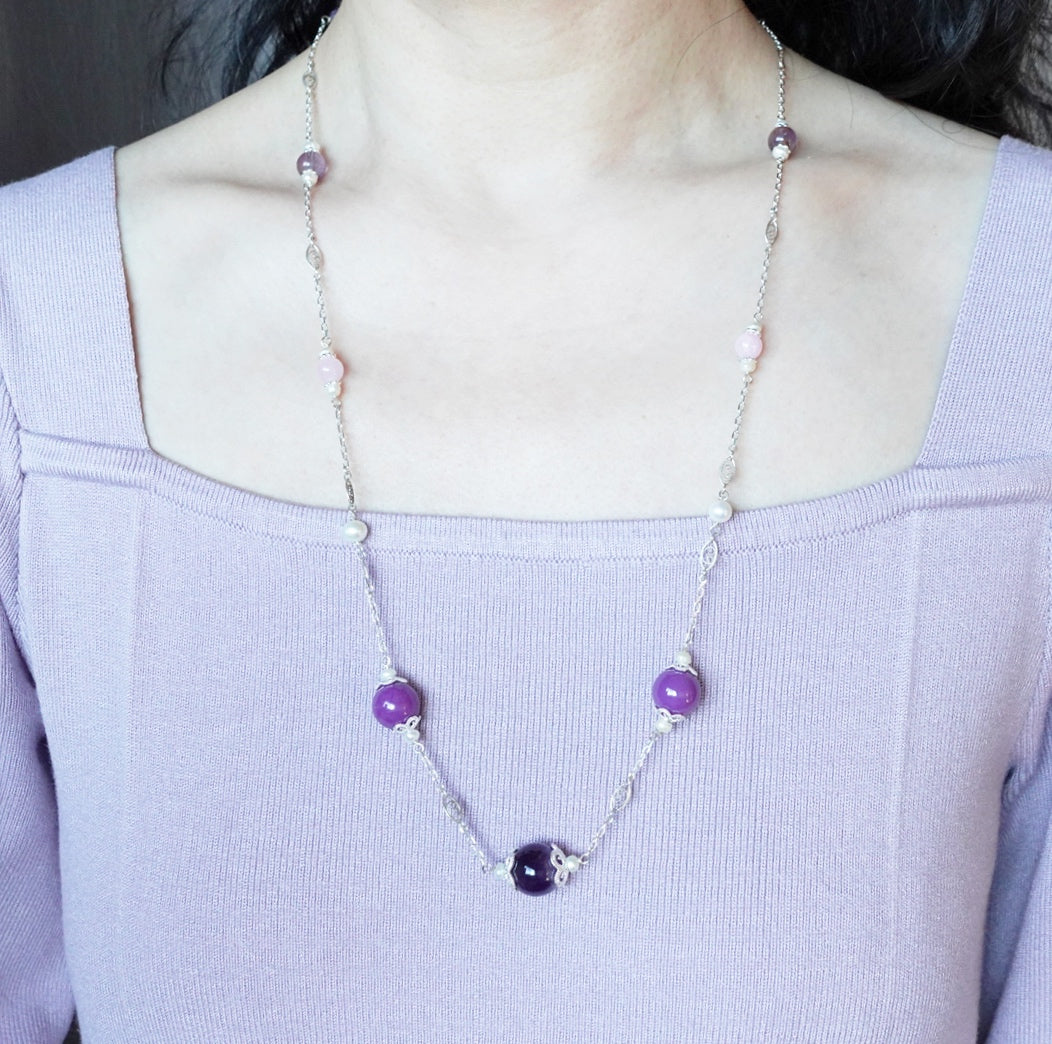 The Nine Purple Gemstone Necklace - Yun Boutique