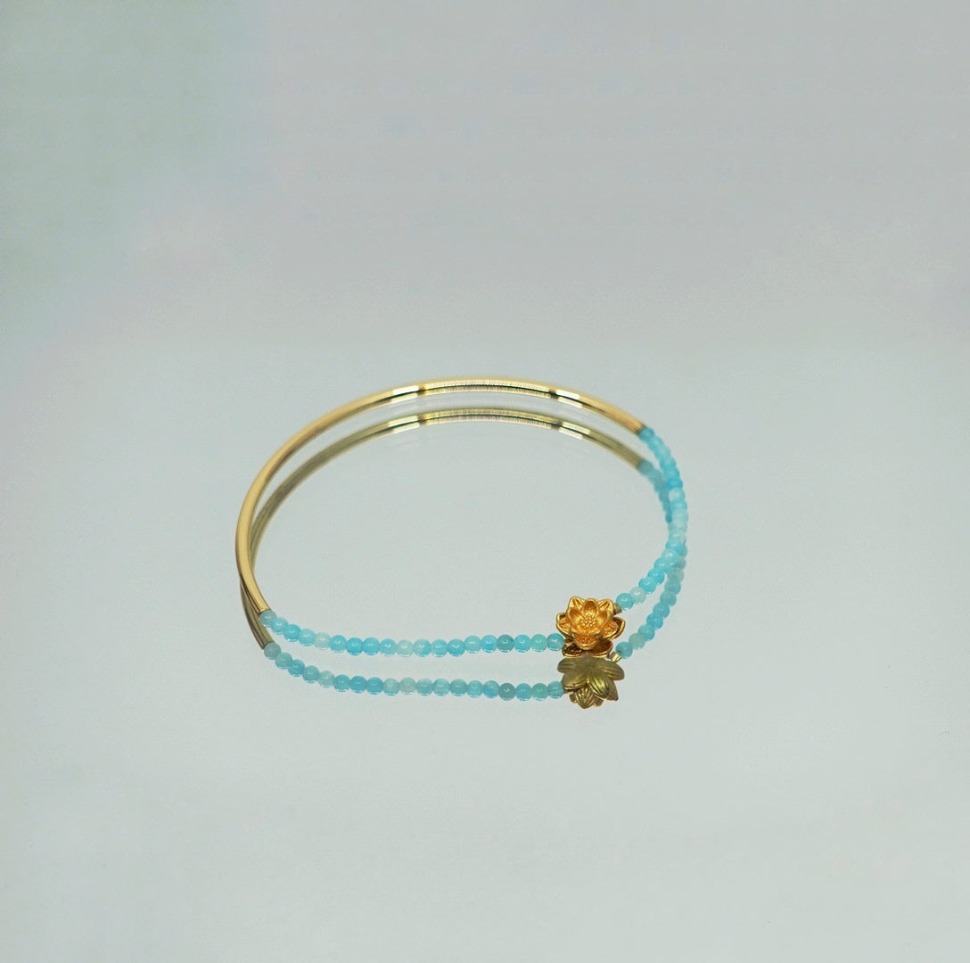 Half Bangle Lotus Amazonite Bracelet - Yun Boutique