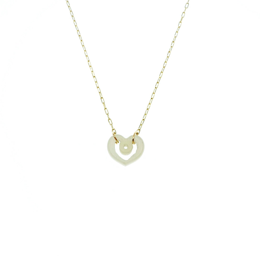 Nephrite Hetian Jade Heart Floating Necklace - Yun Boutique