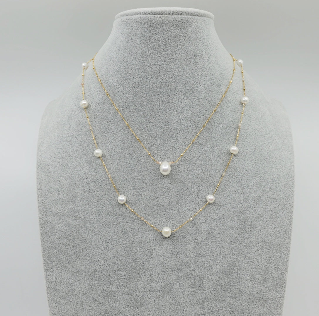 Layered Duo Pearl Necklaces with Extension - Yun Boutique