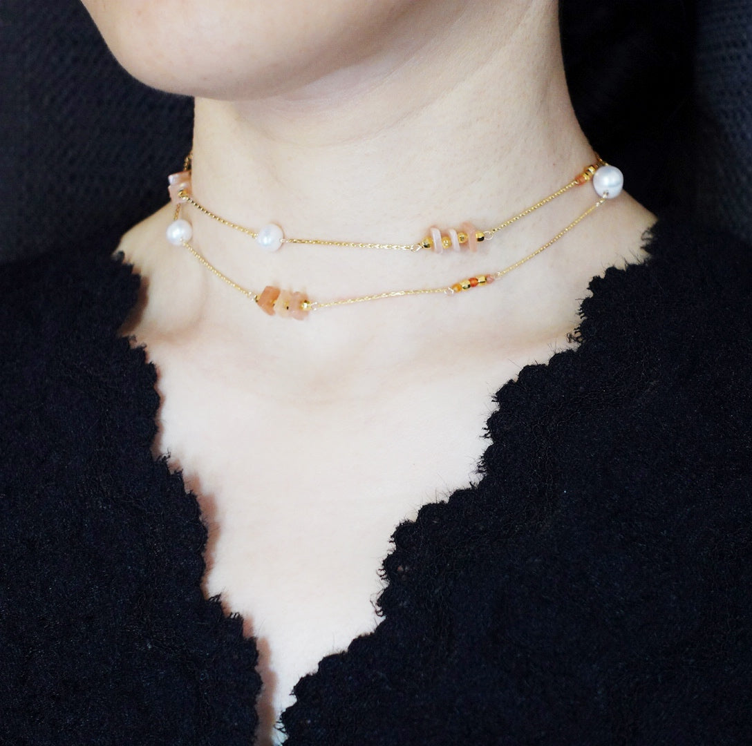 Yun Boutique Summer Long Sunstone Necklace