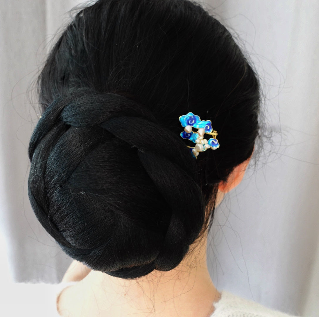 Auspicious Clouds Pearl Enamel Hair Stick - Yun Boutique