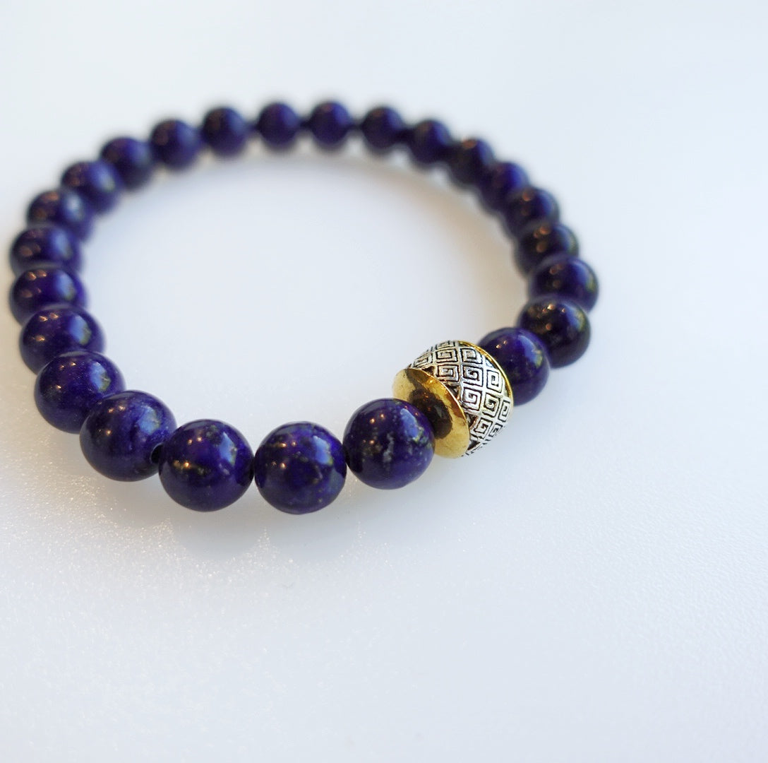 Auspicious Beaded Lapis Bracelet - Yun Boutique