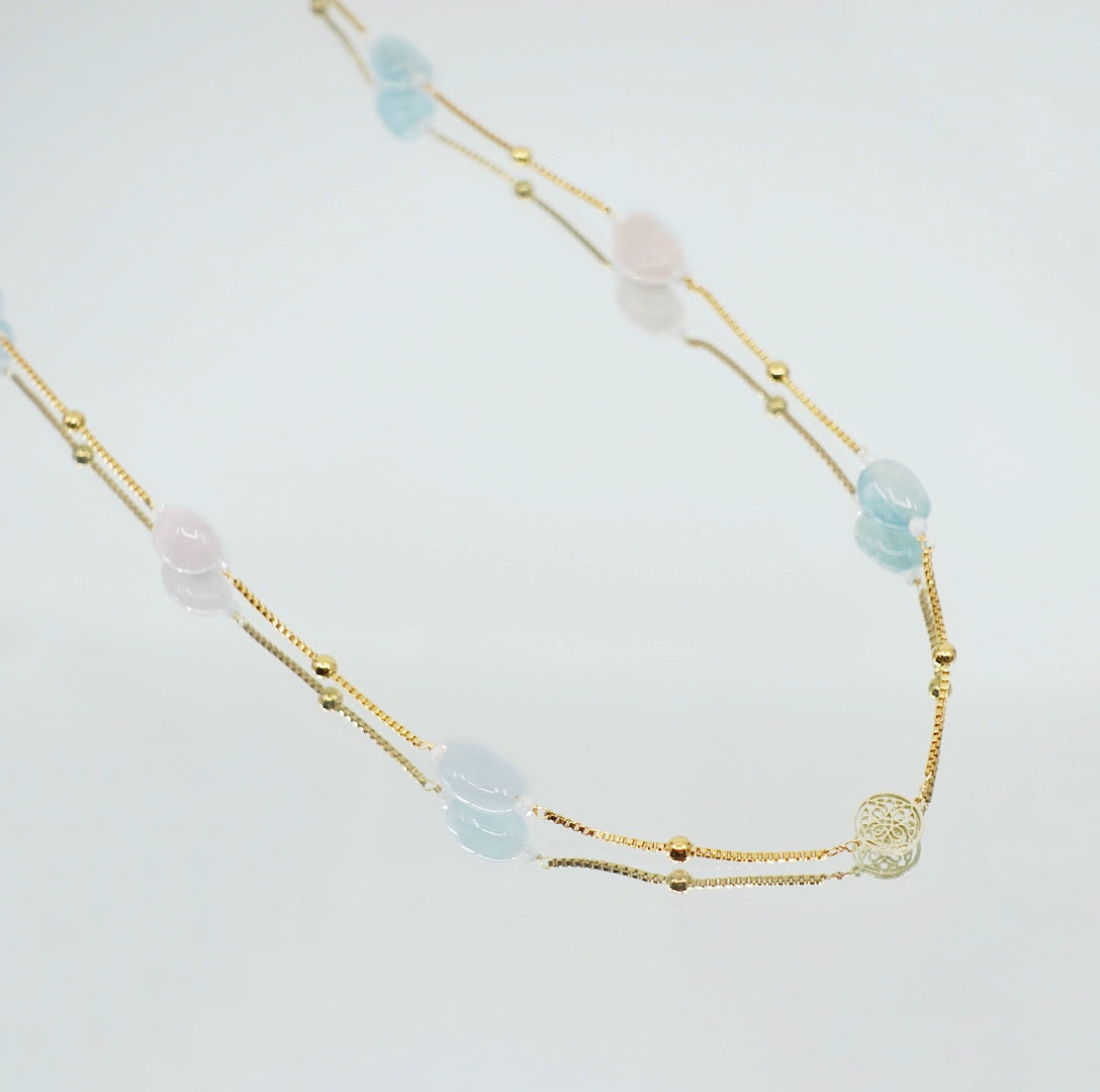 The Nine Morganite Long Necklace