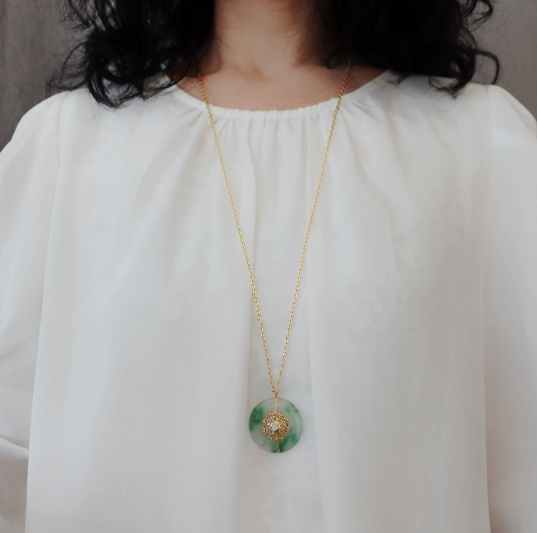 Gold Jade Mandala Necklace - Yun Boutique