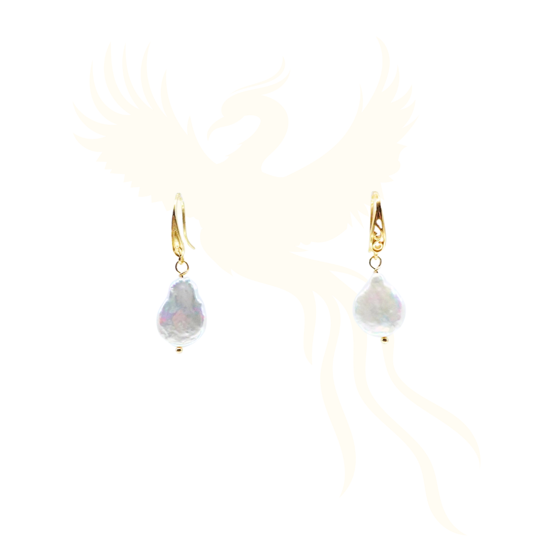 Phoenix Feather Baroque Pearl Earrings