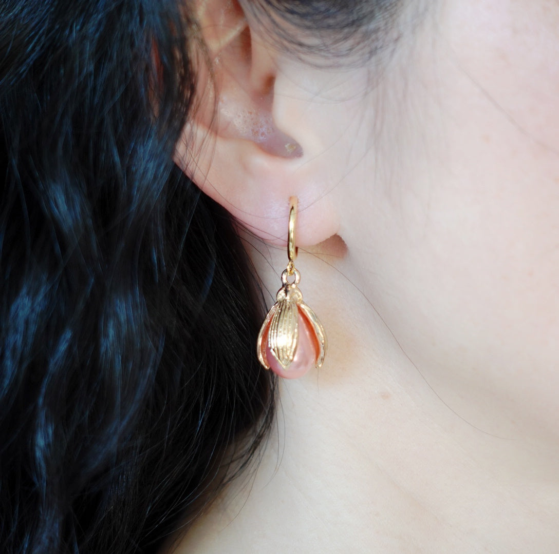 Pink Flower Petal Earrings