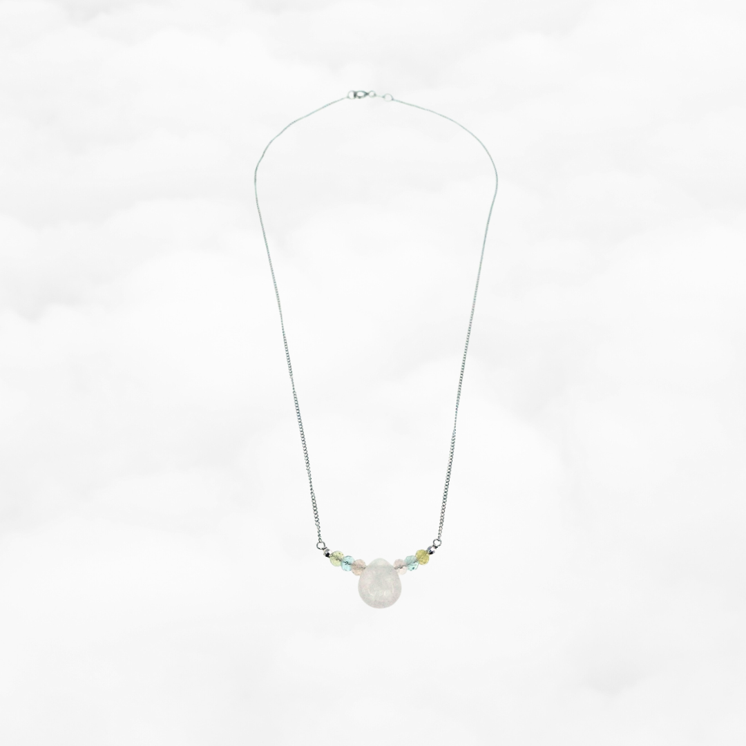 Silver Centered Rose Quartz Necklace - Yun Boutique