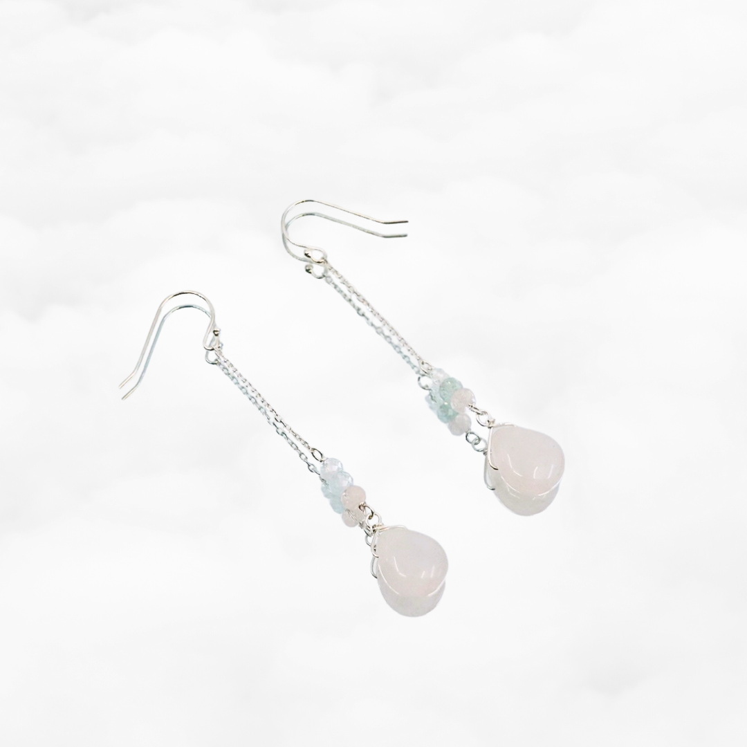 Rose Quartz Long Dangle Earrings - Yun Boutique