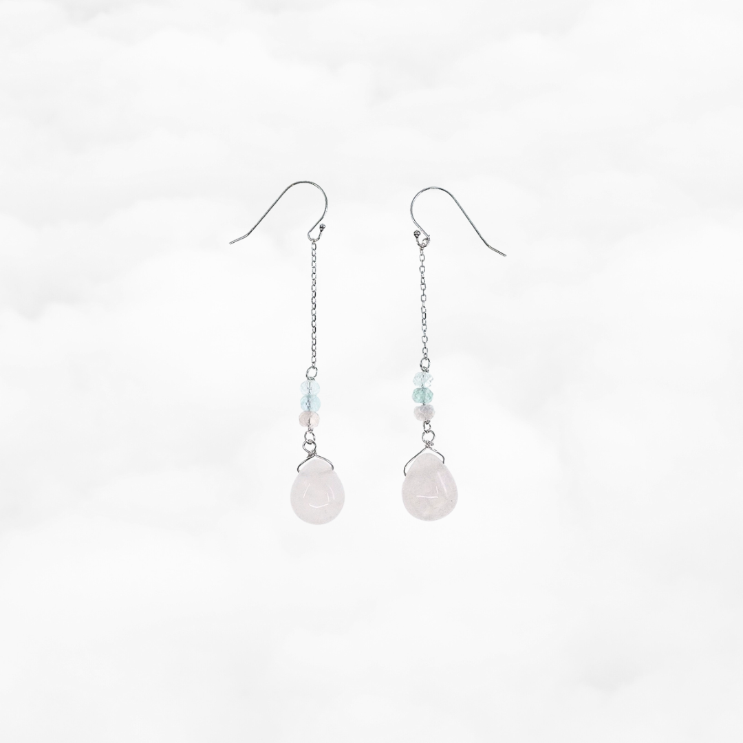 Rose Quartz Long Dangle Earrings - Yun Boutique