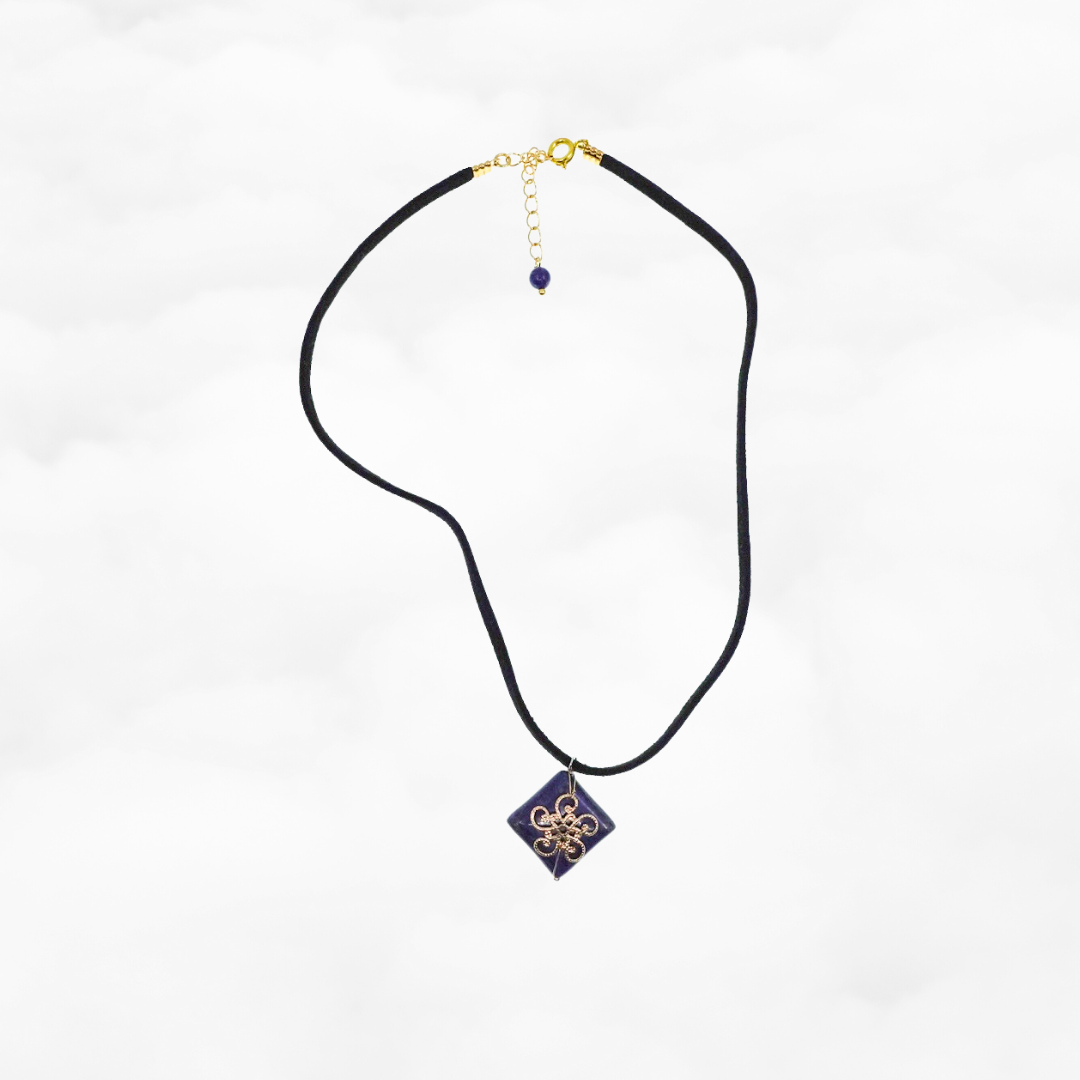 Black Choker Necklace with Lapis - Yun Boutique