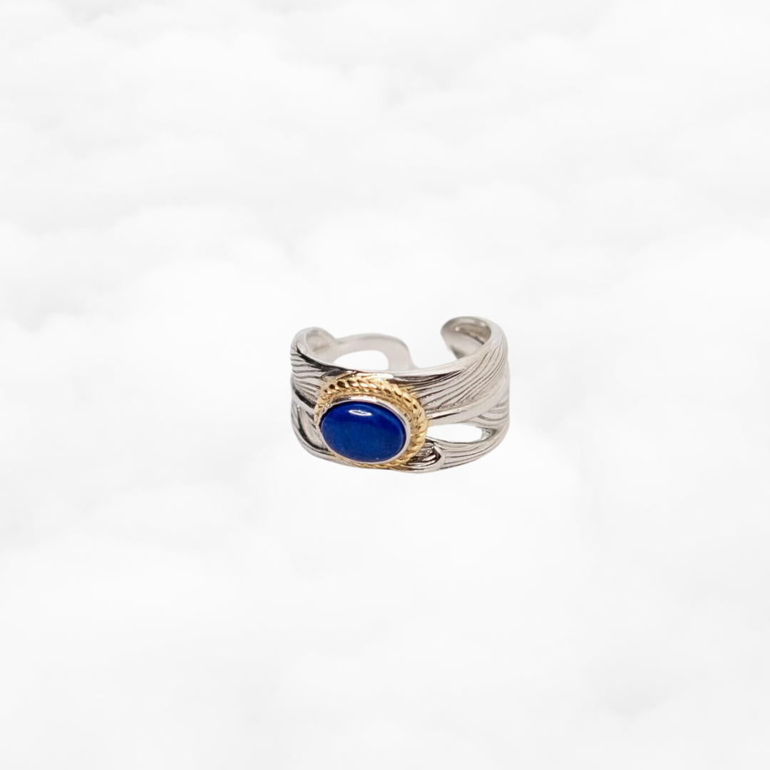 Feather Silver Lapis Ring - Yun Boutique