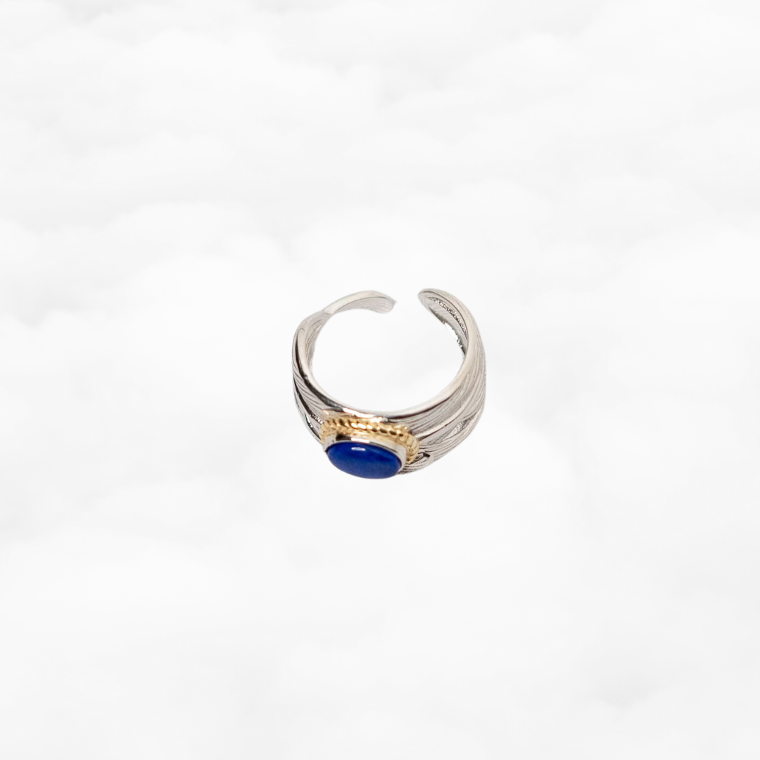 Feather Silver Lapis Ring - Yun Boutique