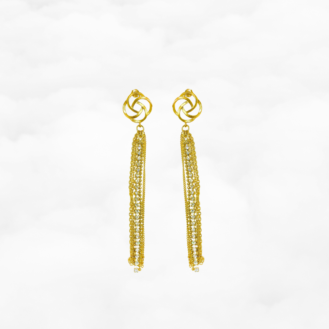 Chinese Knot Tassel Earrings Gold - Yun Boutique