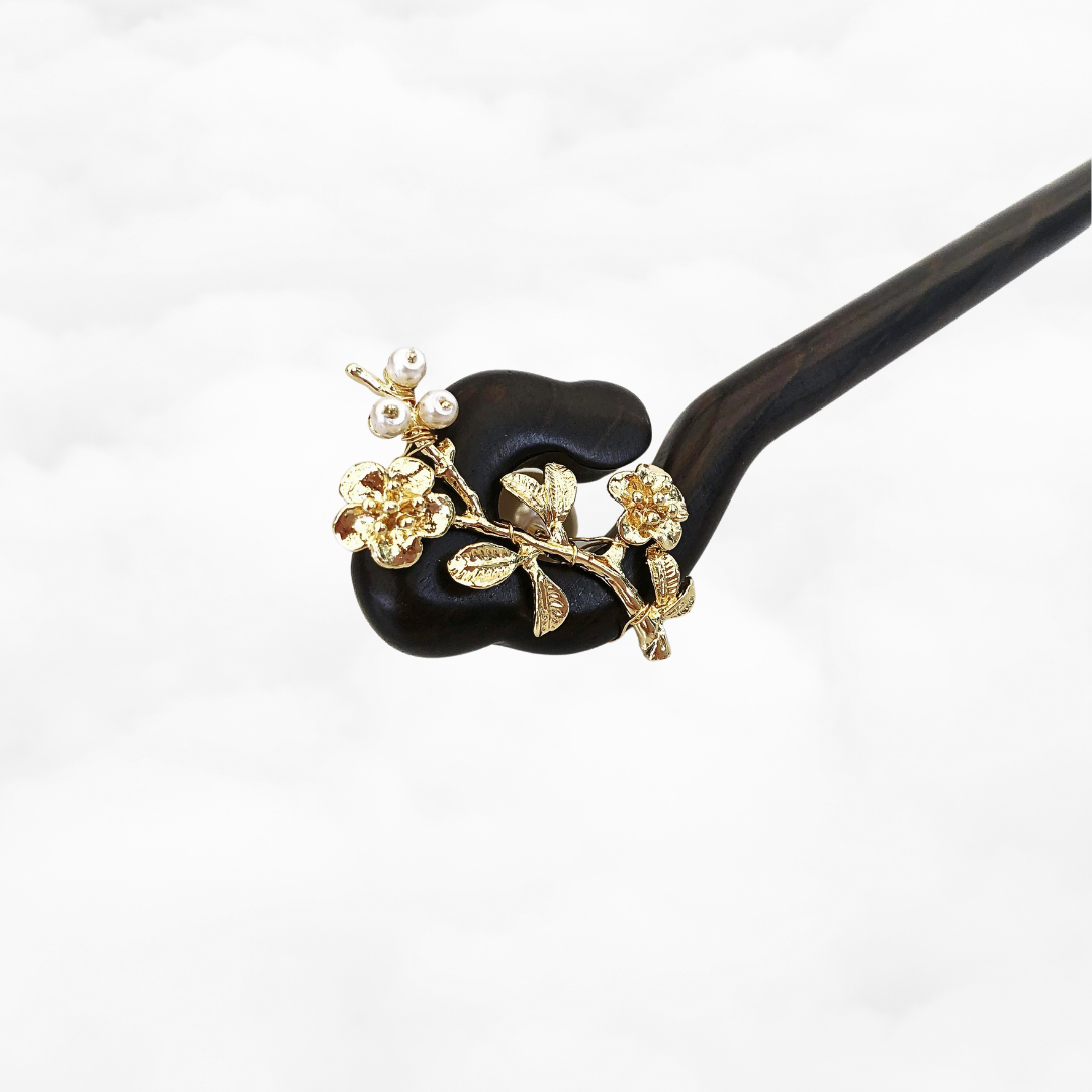 Plum Blossom Wood Hair Stick - Yun Boutique