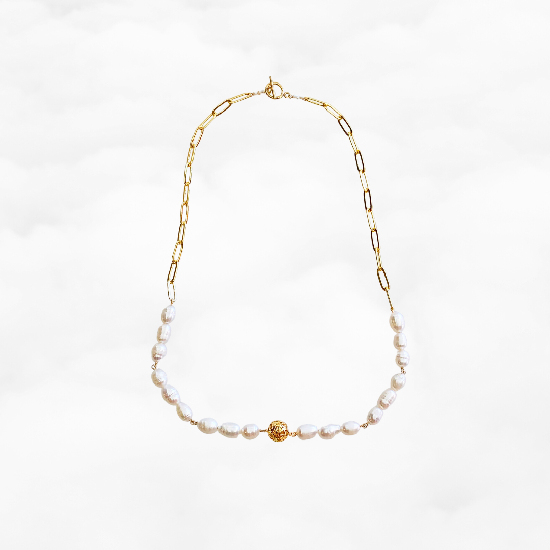 The Cloud Baroque Pearl and Chain Necklace - Yun Boutique