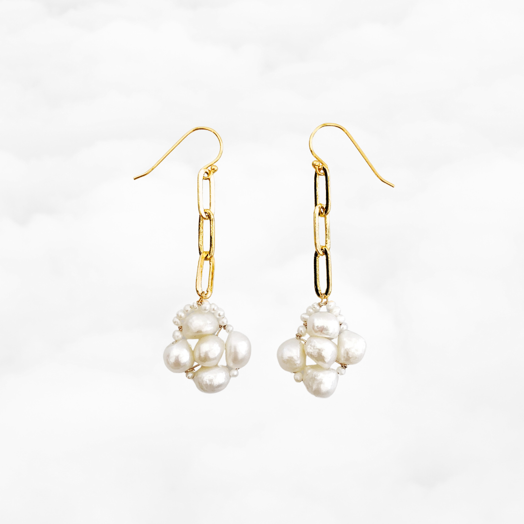 The Cloud Wrapped Baroque Pearl Earrings - Yun Boutique