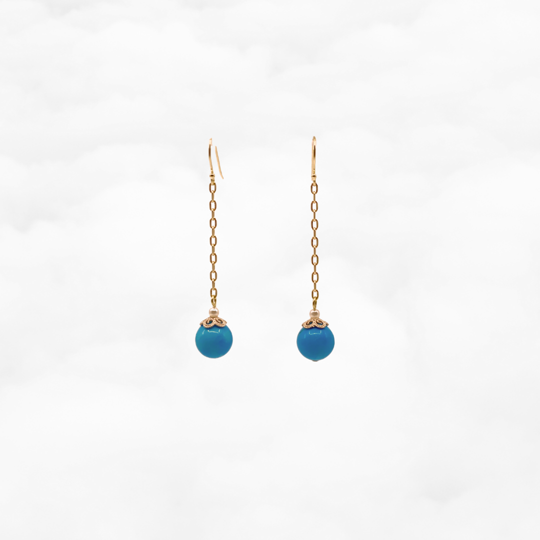 Gold Plated Turquoise Howlite Earrings - Yun Boutique