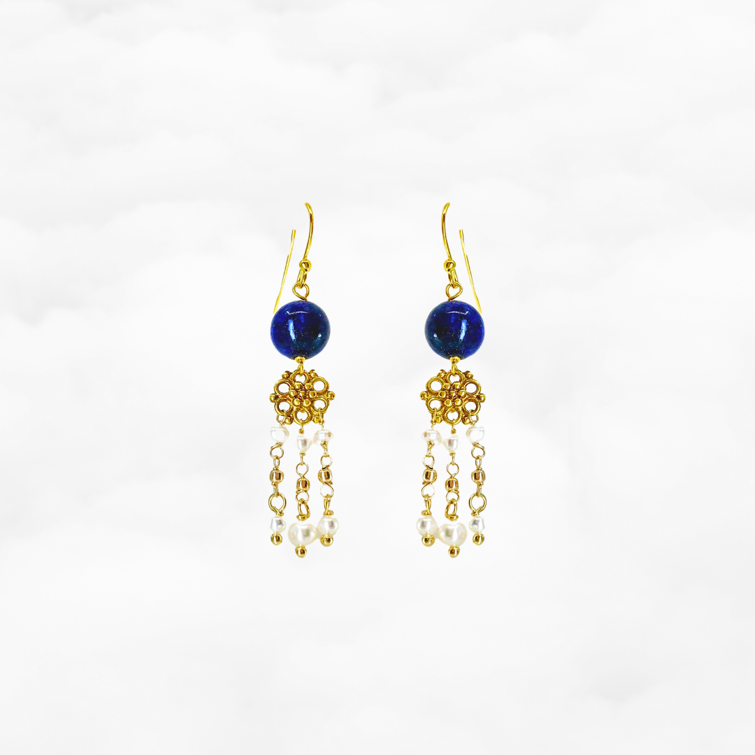 Seeds of Heaven Chandelier Lapis Earrings - Yun Boutique