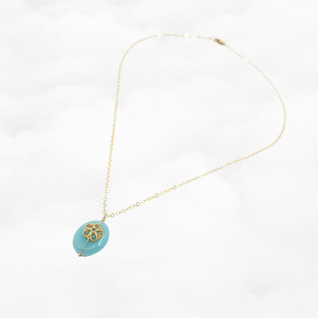 Filigree Flower Oval Amazonite Necklace - Yun Boutique