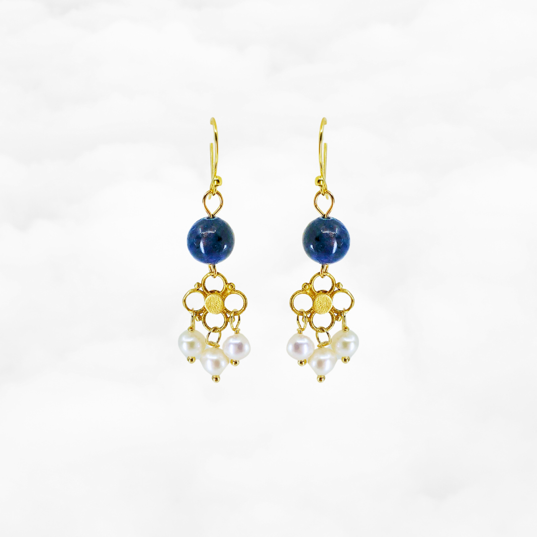 Seeds of Heaven Lapis and Pearl Earrings - Yun Boutique