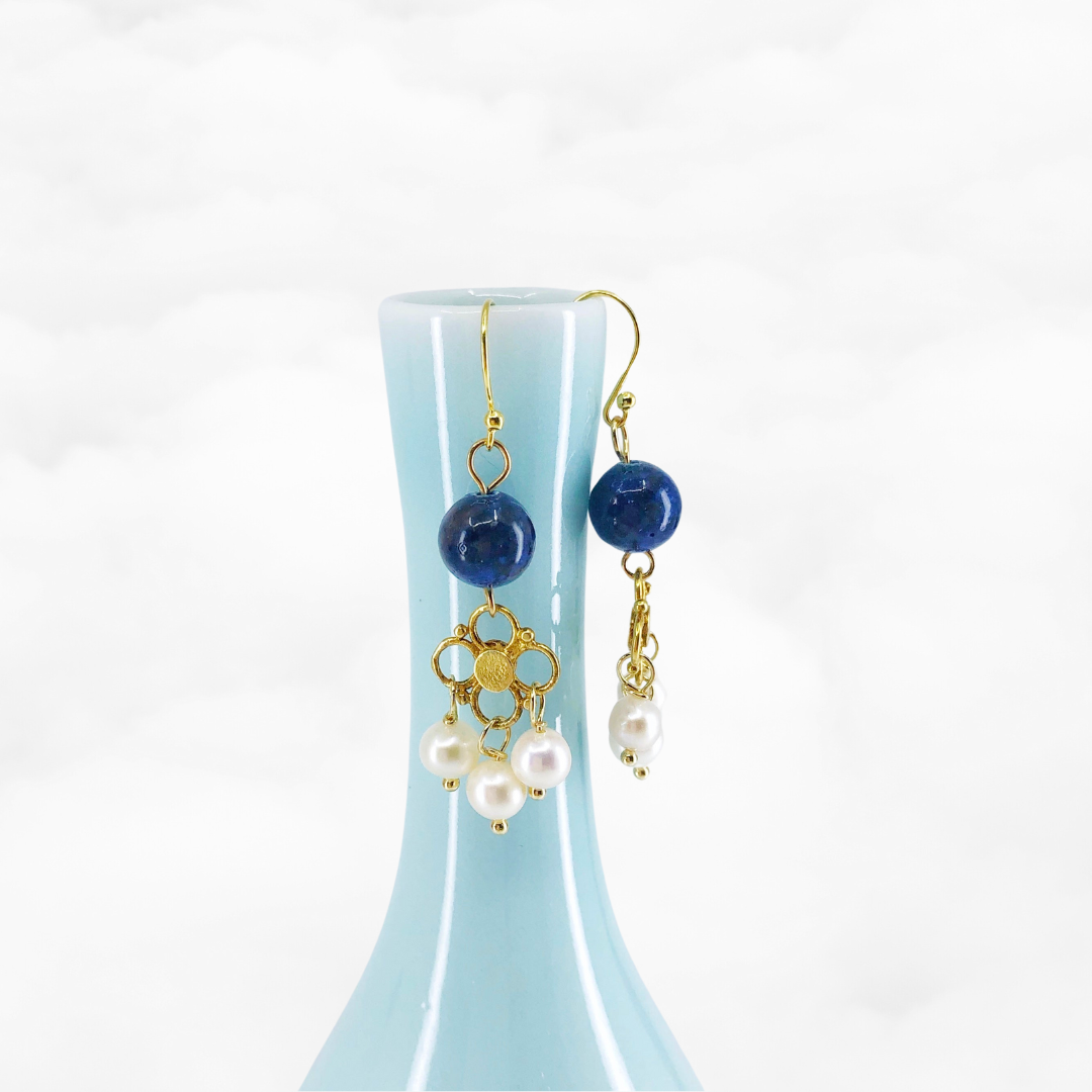 Seeds of Heaven Lapis and Pearl Earrings - Yun Boutique