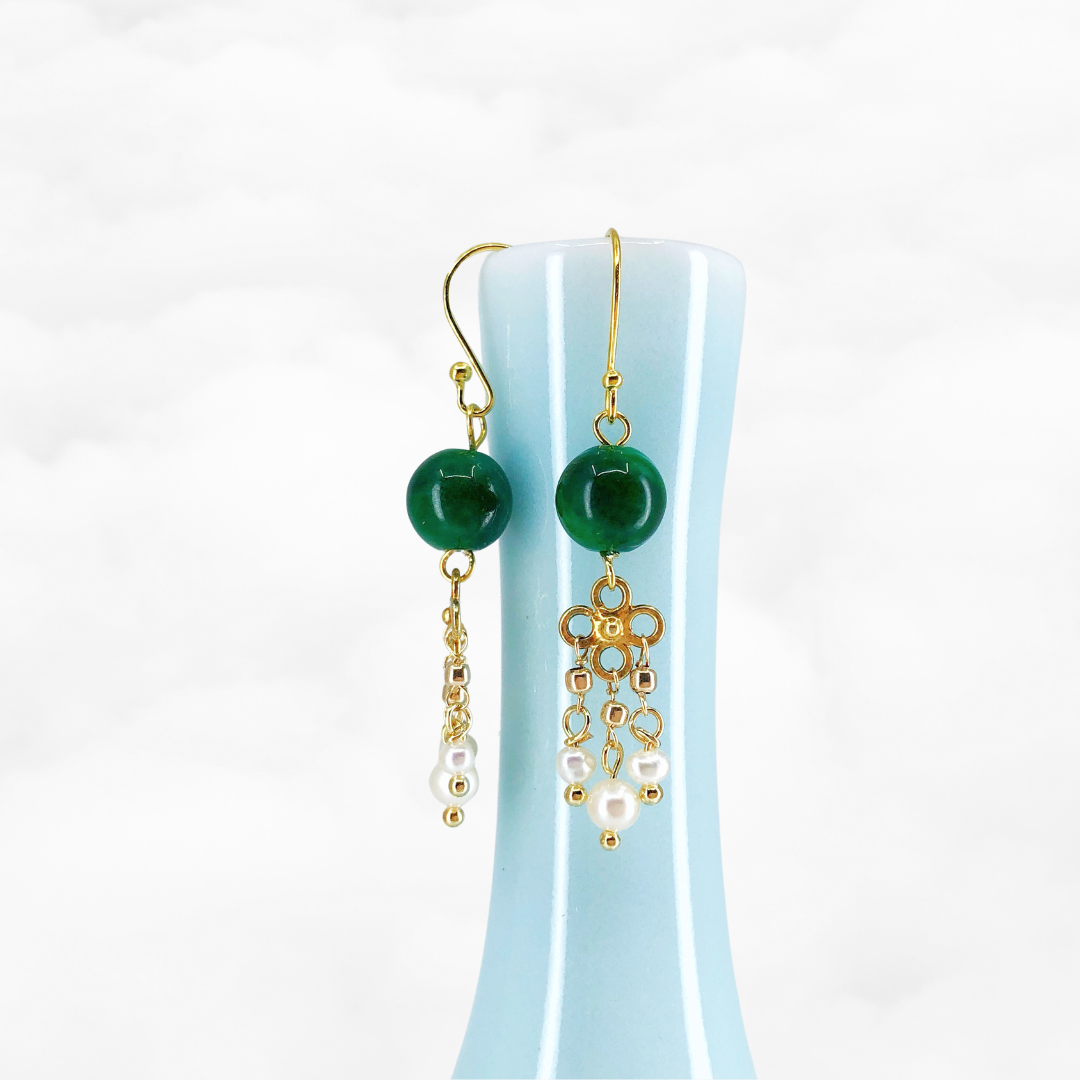 Seeds of Heaven Jade and Pearl Earrings - Yun Boutique