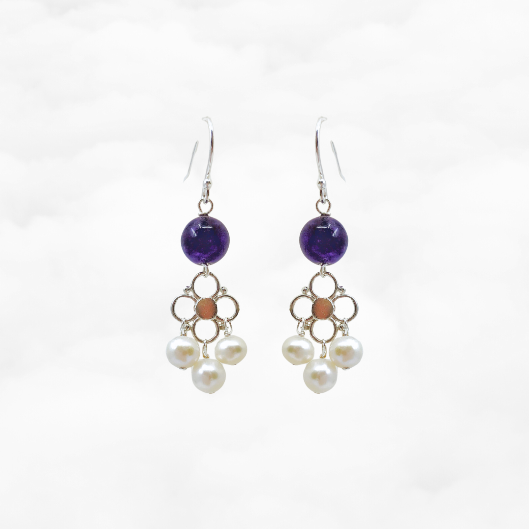 Seeds of Heaven Amethyst and Pearl Earrings - Yun Boutique