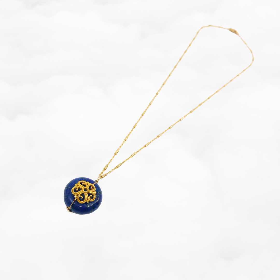 Filigree Flower Lapis Necklace - Yun Boutique