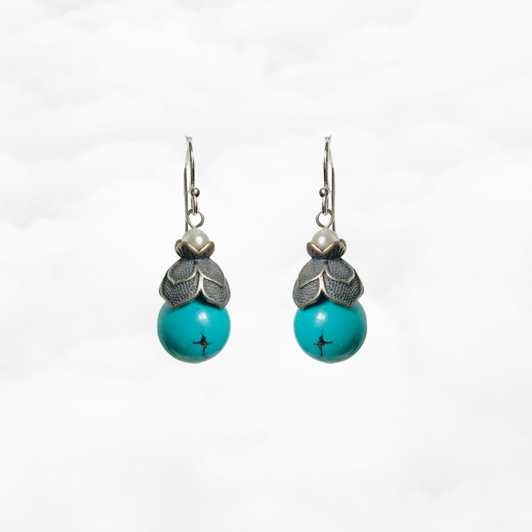 Lotus Turquoise Earrings - Yun Boutique