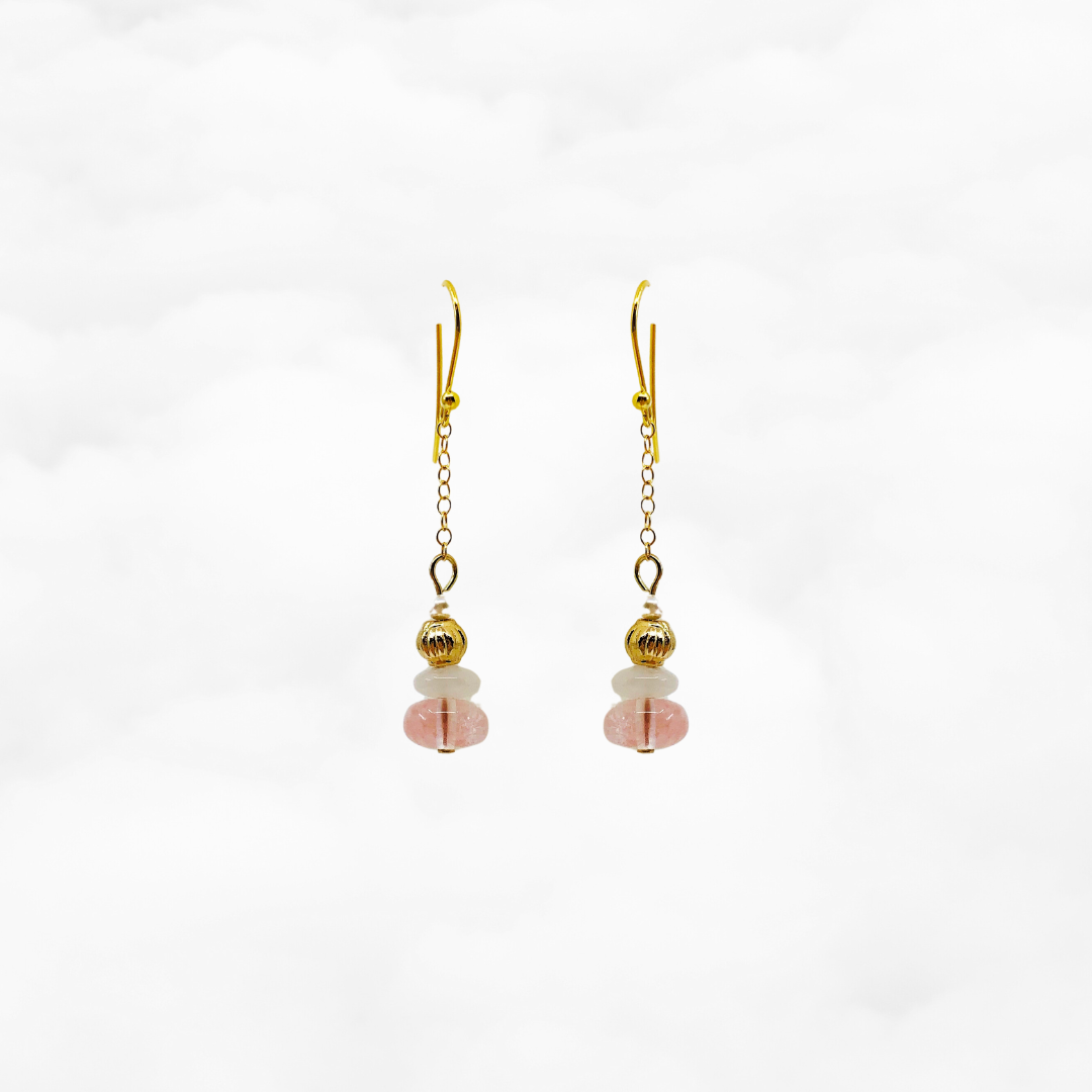 Cherry Quartz Earrings Gold