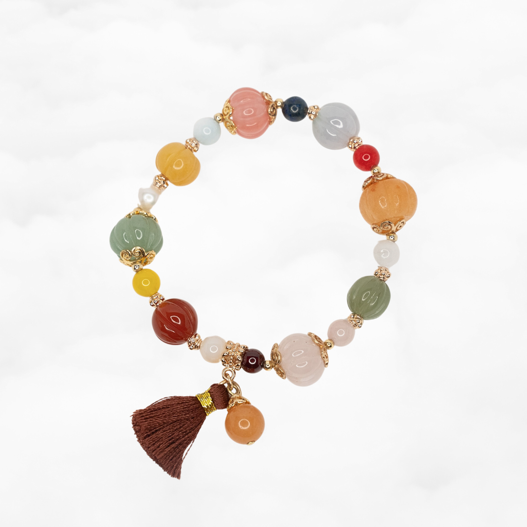 Beaded Gemstone Pumpkin Bracelet - Yun Boutique