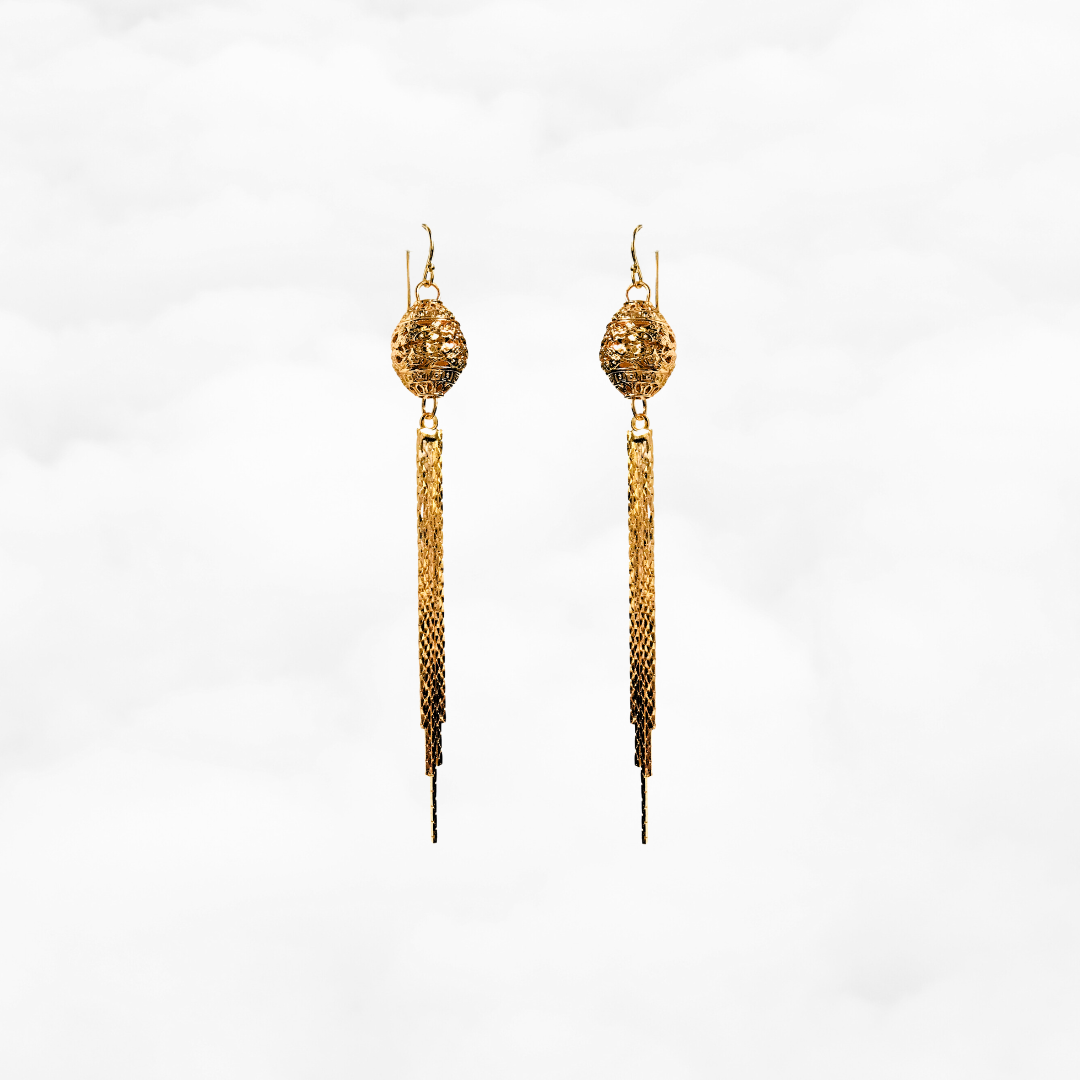 Dragon Princess Tassel Earrings Gold