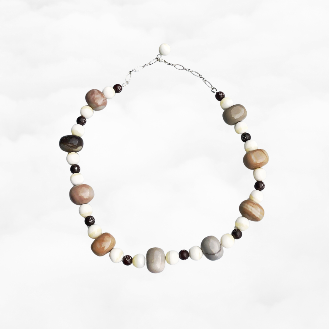 The Nine Earth Tone Agate Chunky Necklace - Yun Boutique