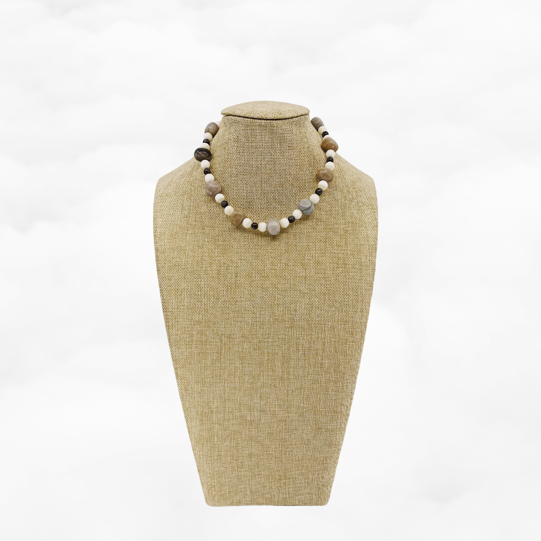 The Nine Earth Tone Agate Chunky Necklace - Yun Boutique