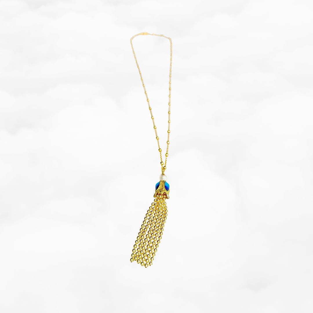 Enamel Flower Tassel Necklace - Yun Boutique